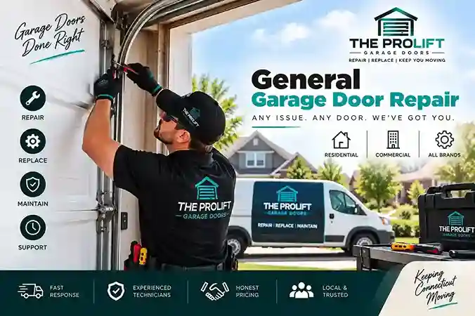 Technician performing garage door repair in Bristol